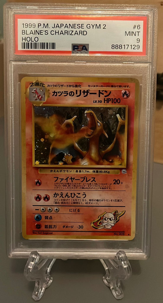 Blaine's Charizard (PSA 9) - Japans